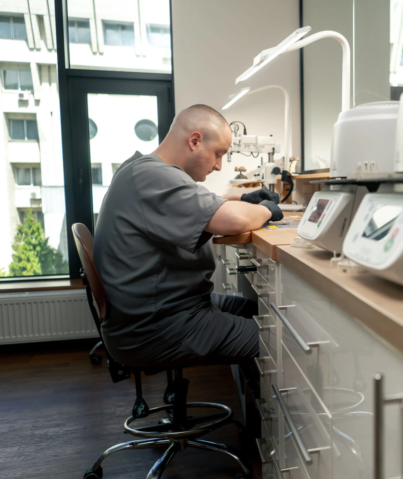 Dental restorations being prepared in the laboratory